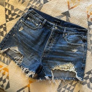 Lucky Brand Lace Detail High Rise Mom Shorts Size 10